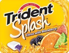 Trident Splash Citrus with Blackberry Sugar-free Centre-filled Gum 17.1g (Pack of 6)