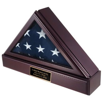 5' X 9.5' Flag Case for Veteran / Funeral / Burial Flag - with Stand Base, Dark Cherry Finish, SOLID WOOD