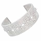 Sterling Silver 1.76 CTW Total Carat Weight simulated Diamond cz Flower Filigree Bangle