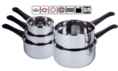 SERIE 5 CASSEROLES - ACIER - INOX - TOUS FEUX - INDUCTION - 12/14/16/18/20 cm