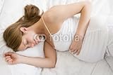 Wallmonkeys Peel and Stick Wall Decals - Pregnant Woman Lying in Bed Sleeping - 72