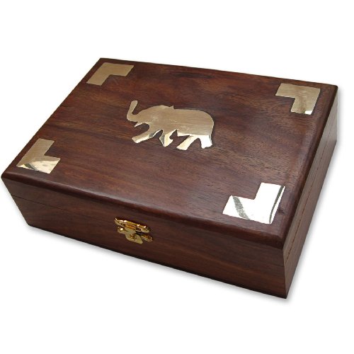 Jewelry Holder Indian Wood Box Brass Inlay Work for Girls