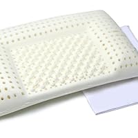 Oodles Solid Latex Design Queen Size 180 Thread-Count Bed Pillow, White