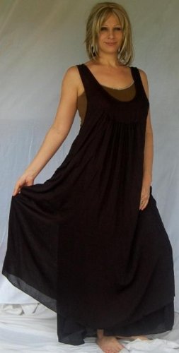 BLACK DRESS JUMPER MAXI LAYER LAGENLOOK FITS - M L 1X 2X - Q675S