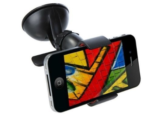 [Taro Works]universal Car Holder for Smart Phone Galaxy Xperia Psp Iphone5 Ipone4 4s Samsung I9300 Black 360 Rotary Gs4 S3 S2 Nokia Lumia 920 HTC Onex EVO 4g Rhyme Droid Razr Maxx Lg Optimus G Blackberry Z10 Torch Compact Size GPS Car Cradles