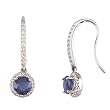 14K White Gold Iolite and Diamond Earrings