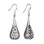 Silver Teardrop Pattern Dangle Earrings