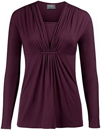 Milk Nursingwear Women's Gathered Loop Nursing Top Long Sleeves