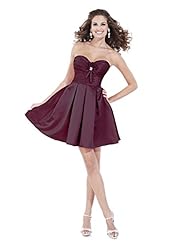 Strapless Short Sweetheart Full-Skirt Lace-Up Ruched Beaded Satin Corset Dropped   Waistline  Dress