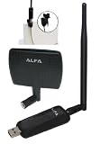 Alfa AWUS036NEH 1000mW 1W 802.11g/n High Gain USB Wireless G / N Long-Range WiFi Network Adapter Dongle With Original Alfa 5dBi and 7dBi Panel Antenna - and USB Dongle clip, Suction cup and Extension Cable for easy use
