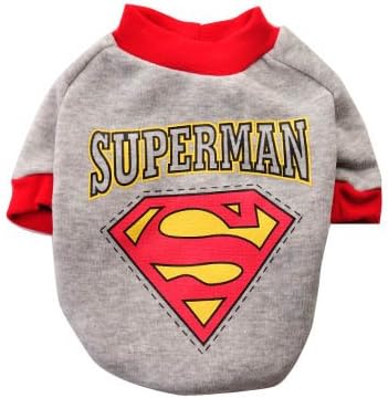 Superman T Shirt Blue Color for Dog / Cat Hoodie Costume Jumpsuit (Gray, S)