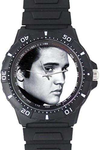 Black Plastic Round Watch with Elvis Presley Design for Christmas