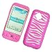HTC G1 Google Phone T-Mobile Laser Skin Case Rubber Silicone Protector Image Cover White & Pink Zebra