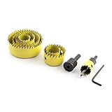 uxcell ドリルビットホールソー　メタルプラスチック製　ブラック　イエロー　木工ツール　木材切削　木工用