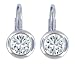 Platinum Overlay Sterling Silver 6mm Round Cubic Zirconia Leverback Earrings