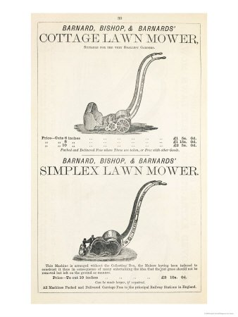 Cottage and Simplex Lawnmower, Gardening Catalogue, c.1878 Art Giclee Poster Print by English School, 18x24 Cottage and Simplex Lawnmower, Gardening Catalogue, c.1878 Art Giclee Poster Print by English School, 18x24