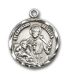 Sterling Silver St. Camillus of Lellis Pendant with Stainless Silver Heavy Curb Chain 24 inch