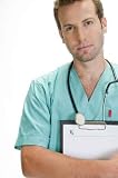 Handsome Doctor with Stethoscope Holding Writing Pad - Peel and Stick Wall Decal by Wallmonkeys