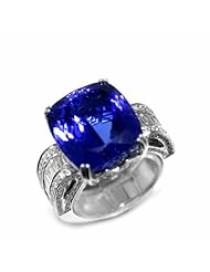 18K White Gold Tanzanite and Diamond Ring -- LIFETIME WARRANTY