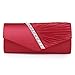 Damara Elegant Rhinestone Women's Evening Bag Handbag, Red, red, L