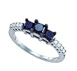 WHITE GOLD 0.98 CTW BLACK and WHITE DIAMOND 3 STONE RING Size 7