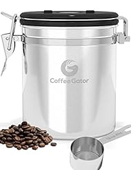 Kitchen: BEST Coffee Canister - Keeps Coffee Delicious for Longer - Free Stainless Steel Scoop - Premium Quality Coffee Gator Container - Coffee Gator