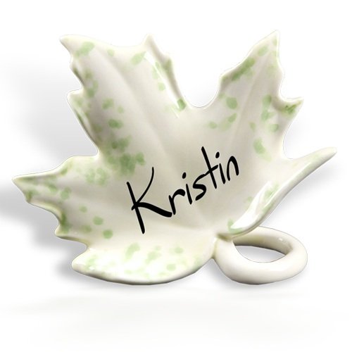 Place Tile Design Maple Leaf Place Tile with Napkin Ring, Set of 6 with Pen, Antique White