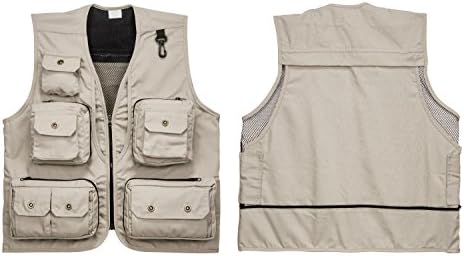 HJGBEDS Boy Mens Fishing Vest Photographer's Vest Wild Survival Jacket White L