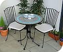 70cm Mosaic Tile Table Set with 2 Chairs (Blue Ring)