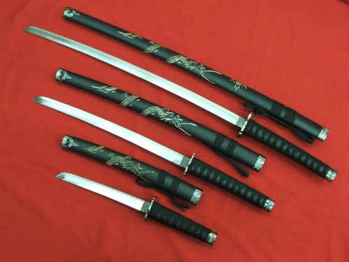 Japanese Samurai Sword Set 4Ps Dragon Slayer Katana New