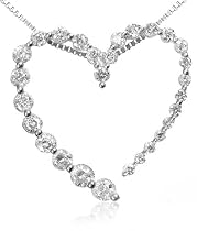 14k White Gold Journey Diamond Heart Shaped Pendant (1/4 cttw, H-I Color, I1 Clarity)