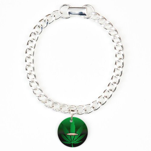Charm Bracelet Marijuana Joint and Leaf