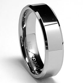 5MM High Polish Beveled Edge Tungsten Carbide Wedding Ring, Bands Sizes 6 to 11