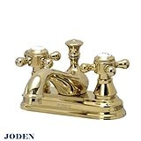 【JODEN】ラバトリークロスCH（ブラス）　洗面用3ホール（4インチ）2ハンドル混合栓 クラシック蛇口 4PCVG
