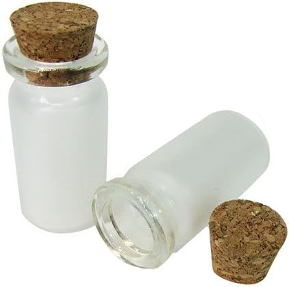 Package of 24 Small Frosted Glass Jars with Cork Stoppers - Size: 1-1/2" Tall X 3/4 Inches Diameter