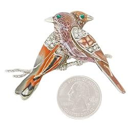 Rhinestone Double Bird Brooch Pin