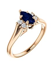 18K Rose Gold 8.00x4.00mm Marquise Cut Sapphire and Diamond Ring -- LIFETIME WARRANTY