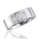 41noIgIk6EL. SL160  Mens Stainless Steel Diamond Band Ring  Band Width:7mm