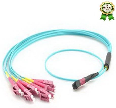 Asterwall - 1 Pack X 40GB 50/125 OM4 Multimode Plenum MTP/MPO to LC Breakout Fiber Patch Cable - 12 Fiber - 50 Meter - Premium Quality