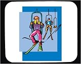 Decorated Mouse Pad with cable-way, ski, mountain, cable, runner, skier, railway, snow, rope-way
