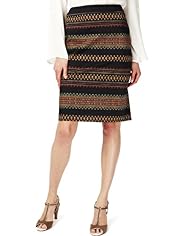 Cotton Rich Knee Length Striped Pencil Skirt