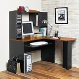 College Roost Office Collection L-Shaped Corner Desk, Black/Cherry ~ College Roost