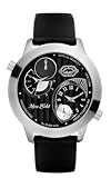 Image of Marc Ecko E11510G1 Gents Brushed Steel, Black Dial, Dual Time Zone, Round/Black PU Resin Strap