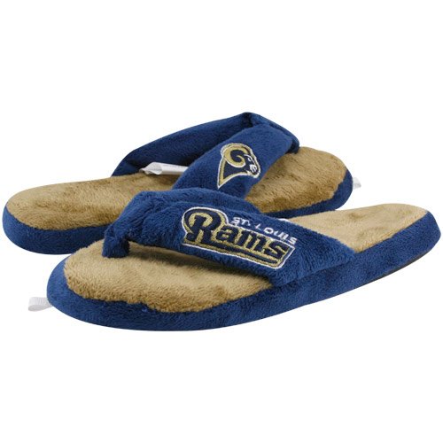 St. Louis Rams Ladies Navy Blue-Gold Plush Thong Slippers (Large)