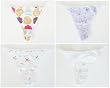 Ladies Stretch Thong G-String 4-Pack Panties with Triangle Back in 4 Prints - One Size Fits Most