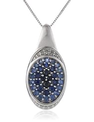14k White Gold Shades of Blue Sapphire and Diamond-Accent Pendant Necklace, 18"