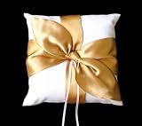 New GOLD Satin Bow Ivory Wedding Ring pillow bearer