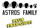 10.5" x 4.5" Astros Baseball Family Vinyl Sticker Decal [Die-cut, White] + with Free Baseball Pencil