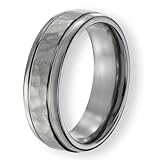 Chisel Titanium 7mm Hammered and Polished Band
