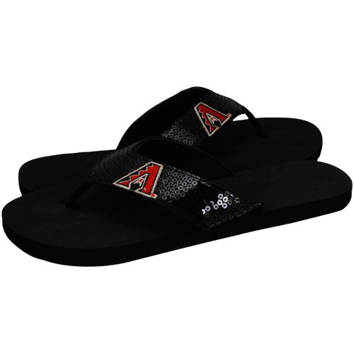 Arizona Diamondbacks Ladies Black Sequin Strap Flip Flops (7/8)